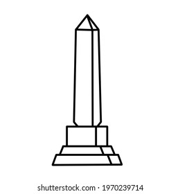 Obelisk. Outline stone monument. Historical monument. High pillar memorial and column.