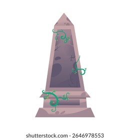Obelisk tombstone vector in cartoon style, ideal for Halloween party invitations, haunted house decor, trick or treat posters, spooky graphic design elements, and fun October celebration graphics.