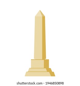 Obelisk. White stone monument. Historical monument. High pillar memorial and column. Flat illustration isolated on white