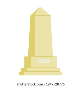 Obelisk. White stone monument. Historical monument. High pillar memorial and column. Flat illustration isolated on white