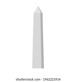 Obelisk. White stone monument. Historical monument. High pillar memorial and column. Flat illustration isolated on white