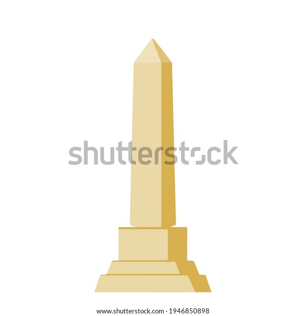 Obelisk.\
White stone monument. Historical monument. High pillar memorial and\
column. Flat illustration isolated on\
white