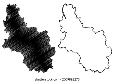 Oberberbergischer district (República Federal de Alemania, Estado de Renania del Norte-Westfalia, NRW, región de Colonia) map vector ilustración, garbble sketch Oberbergischer Kreis map