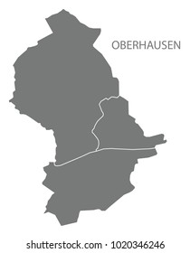 Oberhausen city map with boroughs grey illustration silhouette shape