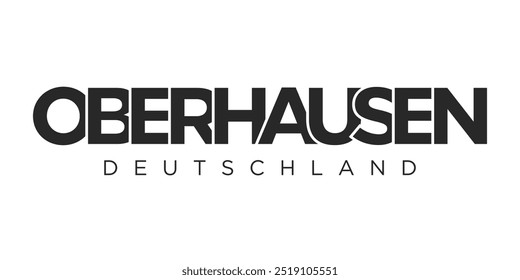 Oberhausen Deutschland, modern and creative vector illustration design featuring the city of Germany as a graphic symbol and text element, set against a white background