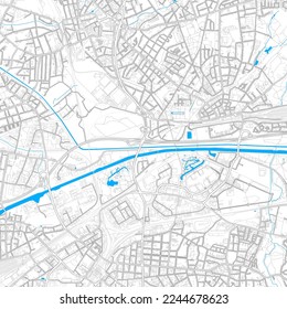 Oberhausen, North Rhine-Westphalia, Germany high resolution vector map with editable paths. Bright outlines for main roads. Use it for any printed and digital background. 