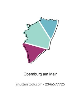Mapa principal de Obernburg Am. mapa vector del país alemán. Bordes de tu infografía. Plantilla de diseño de ilustración de vector