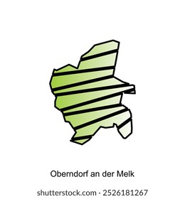 Karte von Oberndorf an der Melk, Vektorgrafik von Österreich mit Vorlage für geometrische Streifenfarbsymbole