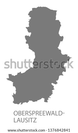 Oberspreewald-Lausitz grey county map of Brandenburg Germany