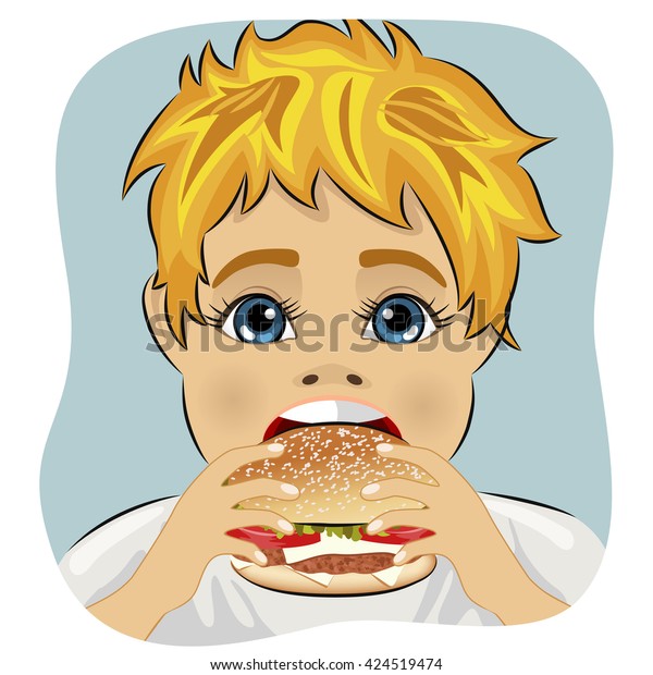 obese fat boy eating chicken cheese stock vector royalty free 424519474 shutterstock