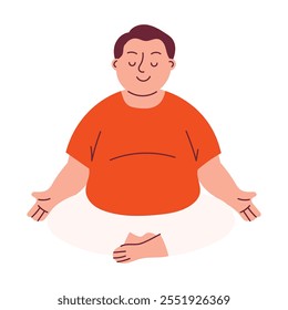 Obese Man doing Yoga Exercise