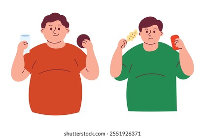 Obese Man Eating Fast Food