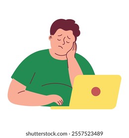 Obese Man Feel Tired from Work