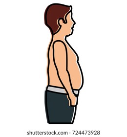 obese man without a shirt