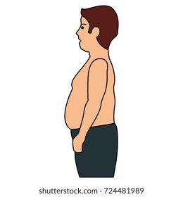 obese man without a shirt