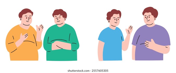 Obese Men Talking and Discussing