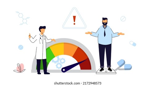 Obese people World Obesity Day Obesity health problem Body mass index Nutrition plan Junk food Body fat Diabetes abstract metaphor  concept vector illustration Health risk Doctors recommendations