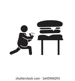 Persona obesa proponiendo un ícono de hamburguesa. Icono de amor de comida rápida. Vector.