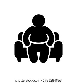 Obese Person Sitting on Sofa Silhouette Icon Illustration Containing sedentary lifestyle, unhealthy body condition, and obesity concept
