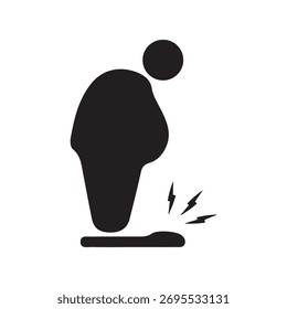 Persona obesa de pie en la escala Icono de peso de estrés