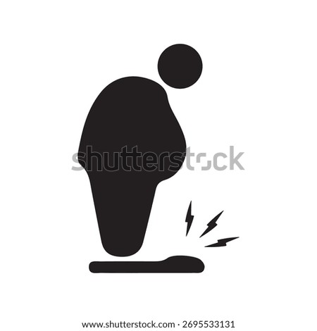 Obese Person Standing on Scale Stress Weight Icon