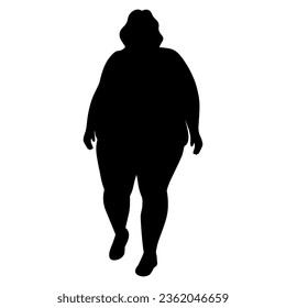 Obese Plus Size woman silhouette icon symbol. Vector illustration