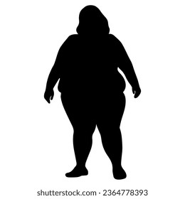 Obese Plus Size woman silhouette icon symbol. Vector illustration