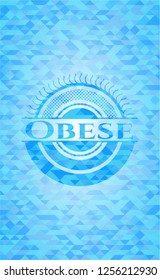 Obese realistic sky blue emblem. Mosaic background