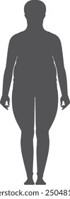 Obese woman figure black silhouette. Body fat