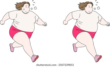 Obese Woman Running Quickly illustration