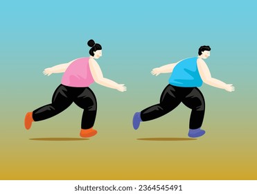 Obesity character person runing concept. Vectoe design.