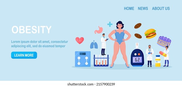 Obesity Concept. Doctor Consulting Overweight Woman. Physician Diagnosis Health Problem, Heart Disease, Diabetes, High Blood Pressure. Unhealthy Eating Habits And Bad Nutrition. Weight Loss, Dieting