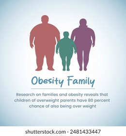 Obesity family creative vector Fat family obese family obesity couples child obesity concept