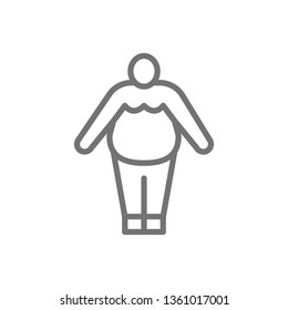 Obesity, fat man, chubby line icon.