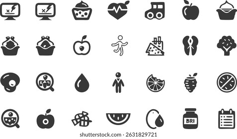 obesity health risks line icon set vector pictogr.eps
