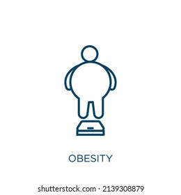 obesity icon. Thin linear obesity outline icon isolated on white background. Line vector obesity sign, symbol for web and mobile