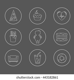 Obesity icons set. 