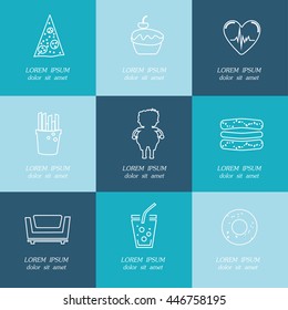 Obesity icons set. 