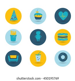 Obesity icons set