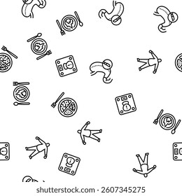 obesity overweight fat obese vector seamless pattern thin line illustration