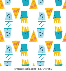 Obesity pattern. Website colorful background. Template for menu of fast food restaurant or unhealthy lifestyle