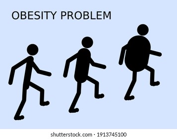 Obesity problem vector illustration. Gain weight concept