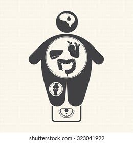 Obesity related diseases icons