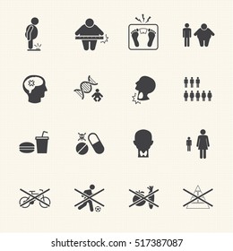 obesity related diseases and prevention icons