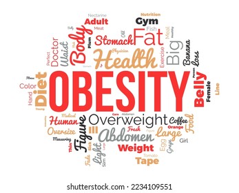 Obesity word cloud background. Health awareness Vector illustration design concept.