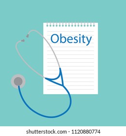 obesity written in a notebook- vector illustration