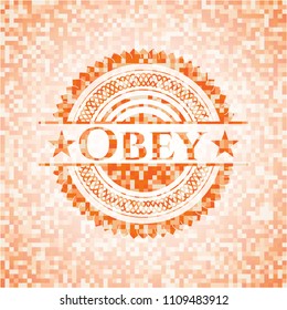 Obey abstract orange mosaic emblem