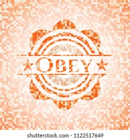 Obey abstract orange mosaic emblem