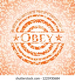 Obey abstract orange mosaic emblem