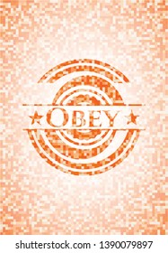 Obey abstract orange mosaic emblem